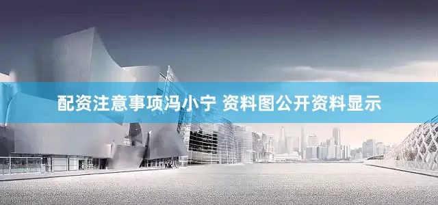 配资注意事项冯小宁 资料图公开资料显示